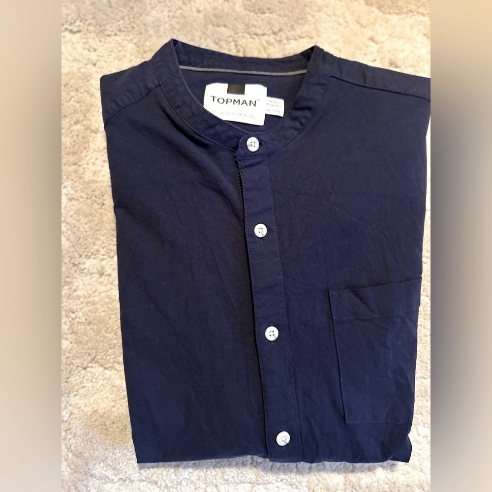 Topman Navy Blue Men's Shirt